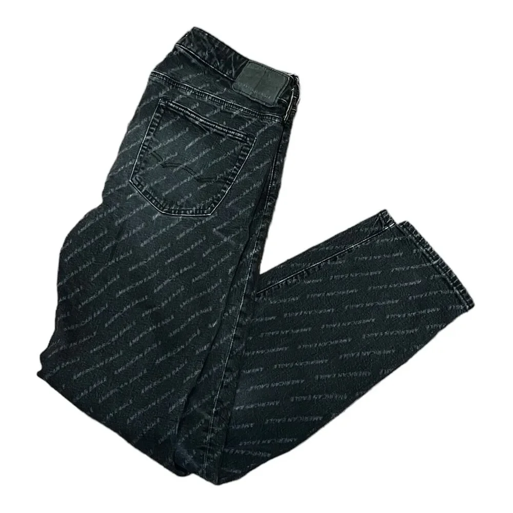 American Eagle Mens 33x32 Skinny Jeans Black Gray Stripe Denim Measured 33x31